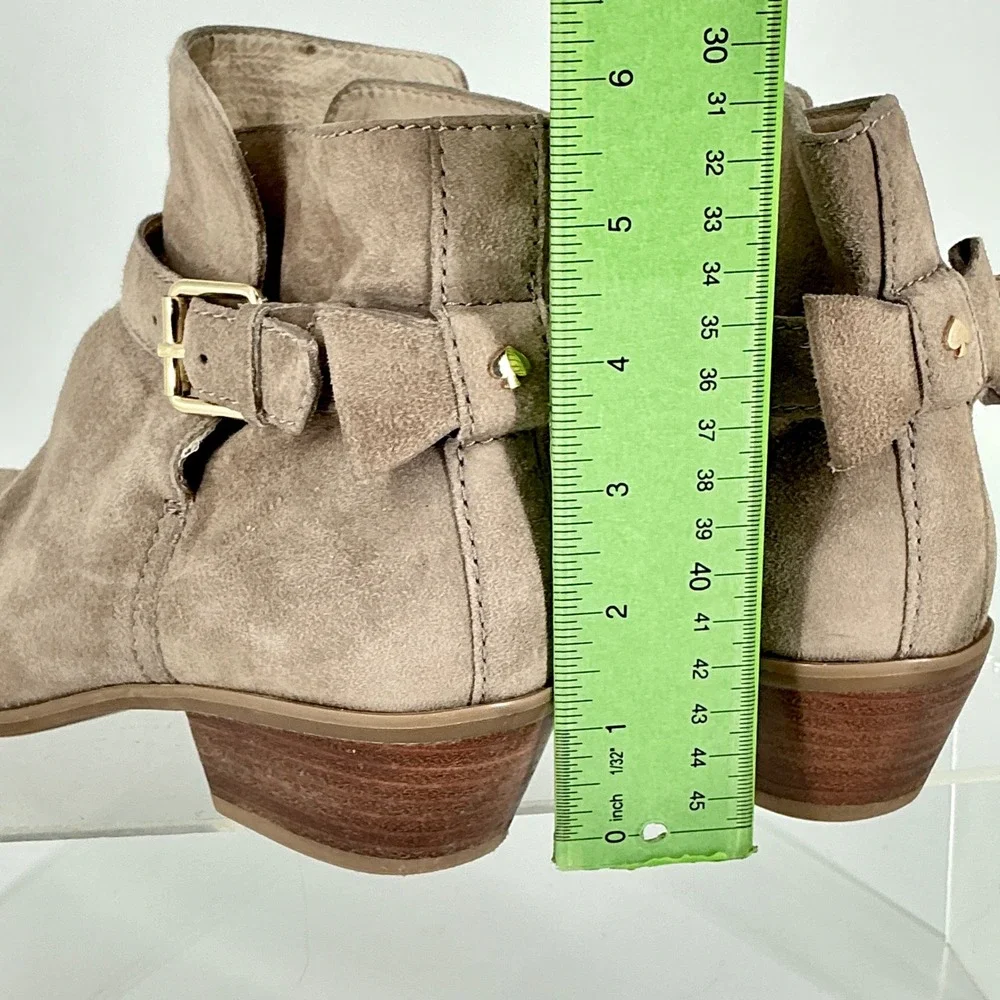 Kate Spade New‎ York Size 7 Taupe Suede Bow Ankle Booties Buckle TALEY
